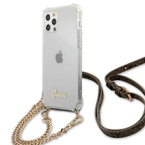 Guess GUHCP12MKC4GSGO iPhone 12/12 Pro 6.1" Gennemsigtig hard case 4G Gold Chain