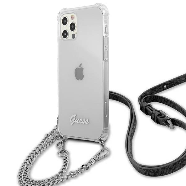 Guess GUHCP12MKC4GSSI iPhone 12/12 Pro 6.1" Gennemsigtig hardcase 4G Silver Chain