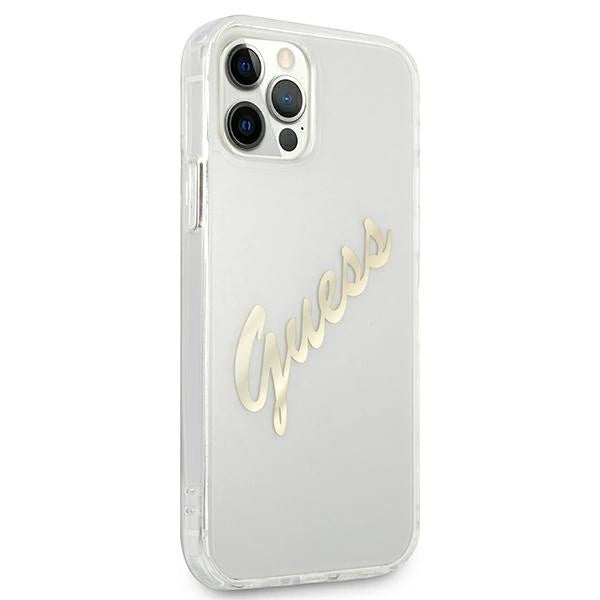 Guess GUHCP12MKTRSVGO iPhone 12/12 Pro 6.1" Gennemsigtig hardcase Vintage Script Gold