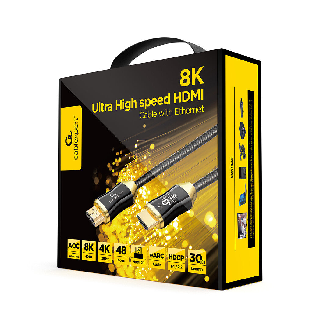 Gembird CCBP-HDMI8K-AOC-30M HDMI-kabel HDMI Type A (Standard) Sort