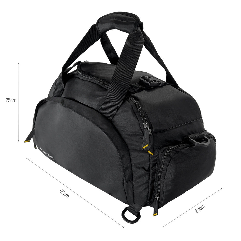 Wozinsky Travel Sports Bag Bag Bag Bag Hand Luggage Bag 40x20x25 cm for Airplane Black (WSB-B01)