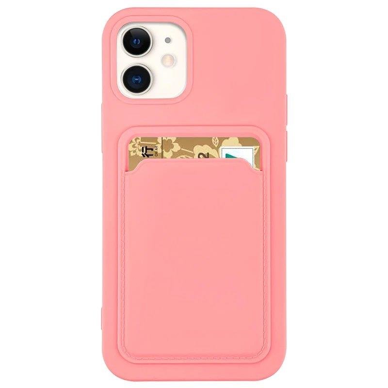Card Case Silicone Wallet Wallet med kortflade Dokumenter til Samsung Galaxy A42 5G pink
