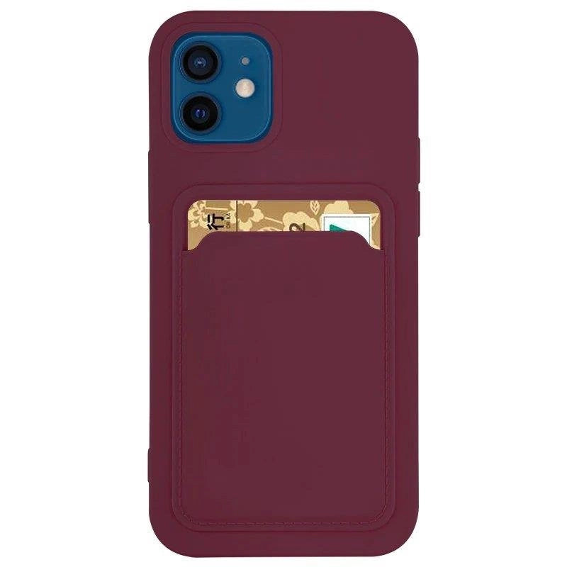 Kortkasse Silicone Wallet Case med kort slot Dokumenter til Samsung Galaxy A42 5G Burgundy