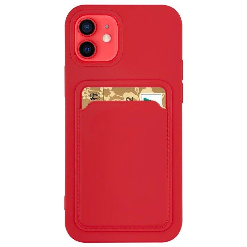 Card Case Silicone Wallet Case med kort slot Dokumenter til Samsung Galaxy A22 4G Red