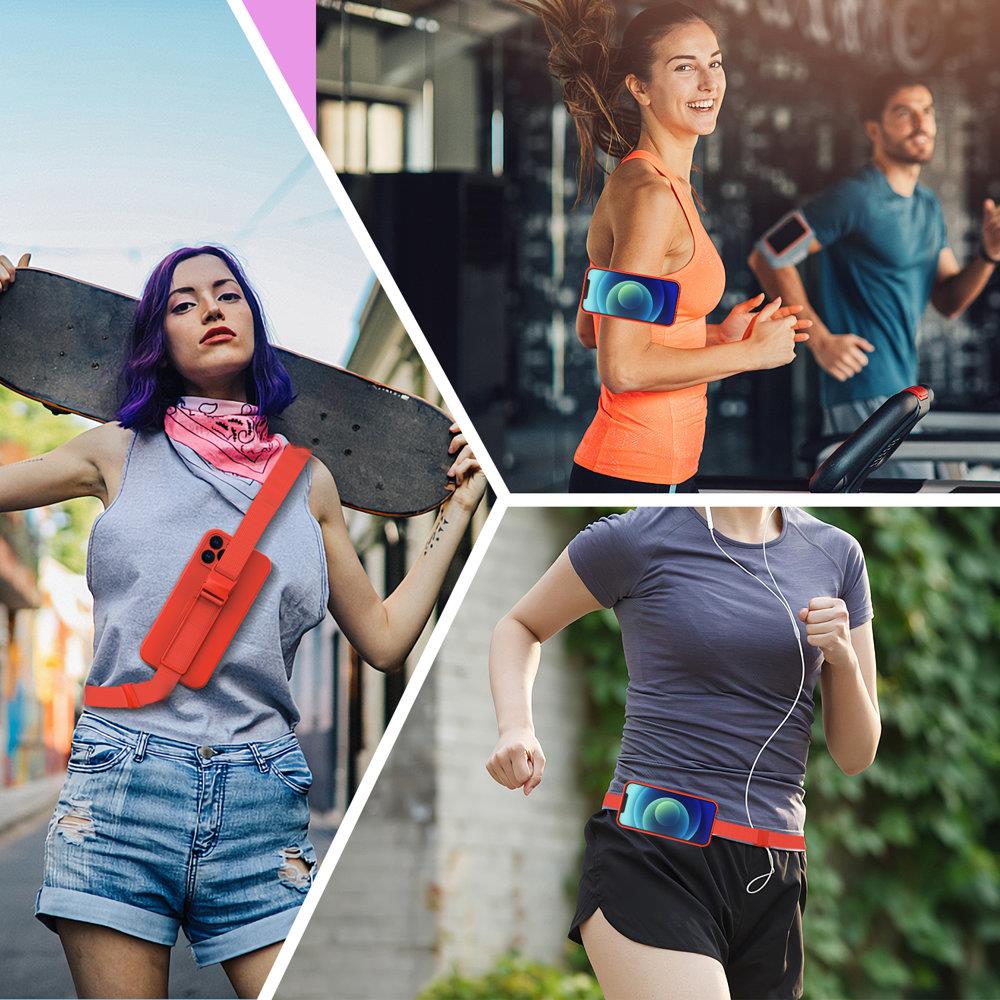 Rope case gel case med en kæde lanyard taske lanyard iPhone 12 mini rød
