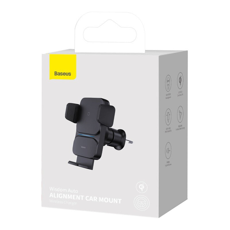 Baseus Wisdom Car Mount Wireless Charger Aktiv holder Mobiltelefon/Smartphone Sort