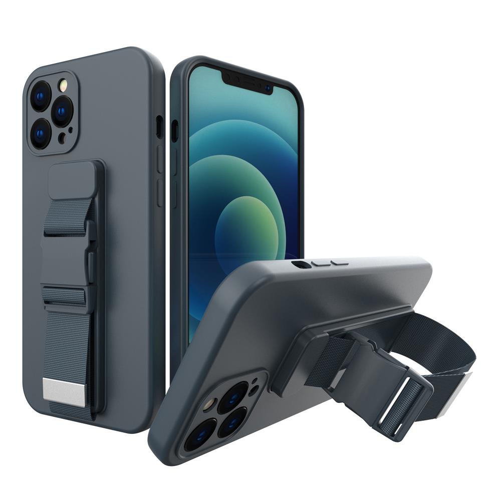 Rope case gel case med en kæde lanyard taske lanyard iPhone 13 Pro Max marineblå