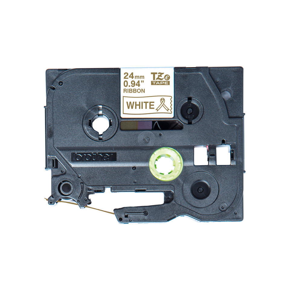 Brother TZE-R254 etiketbånd Guld på hvidt