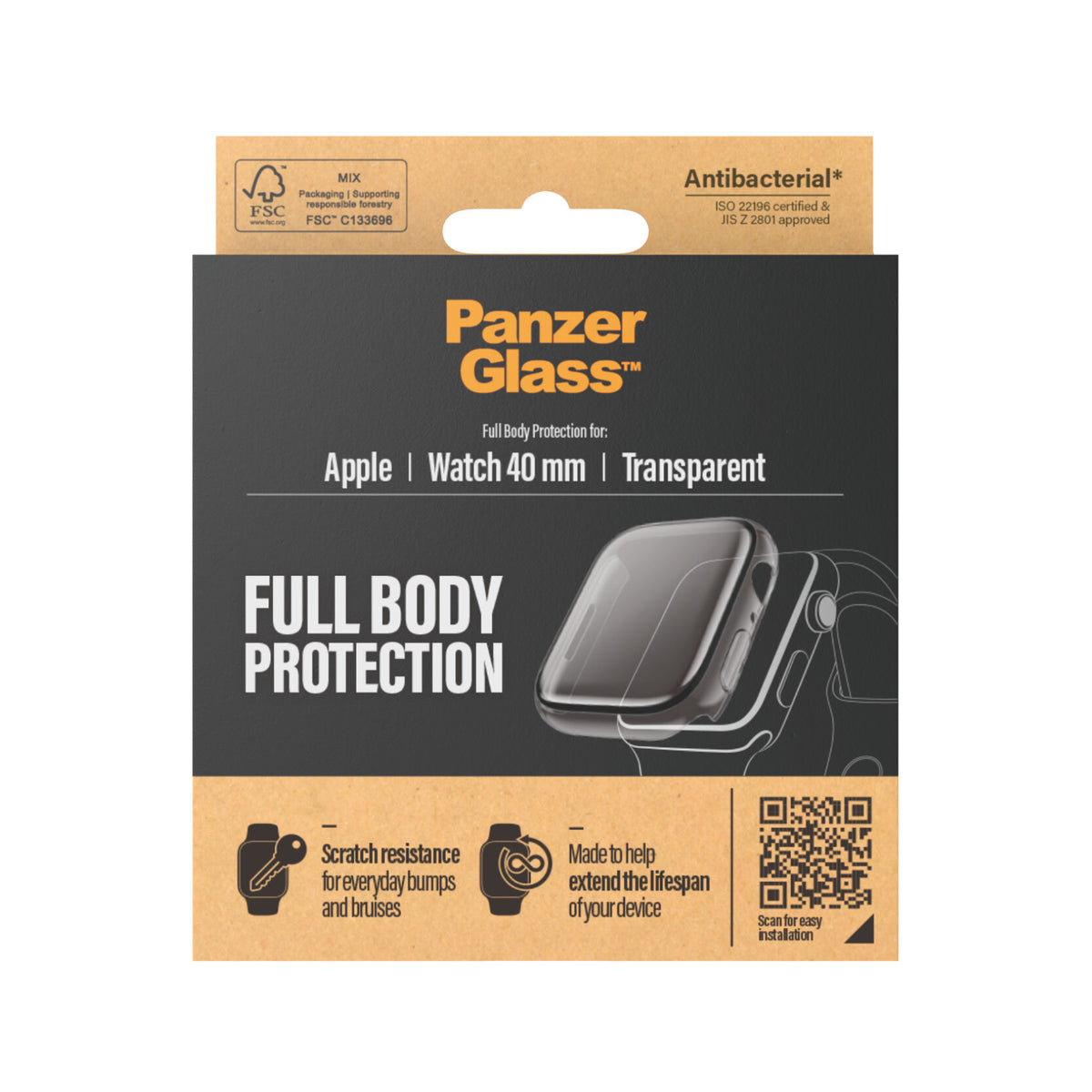PanzerGlass ® Full body Case Transparent Apple Watch Series SE 3 | 6 | 5 | 4 | 40mm