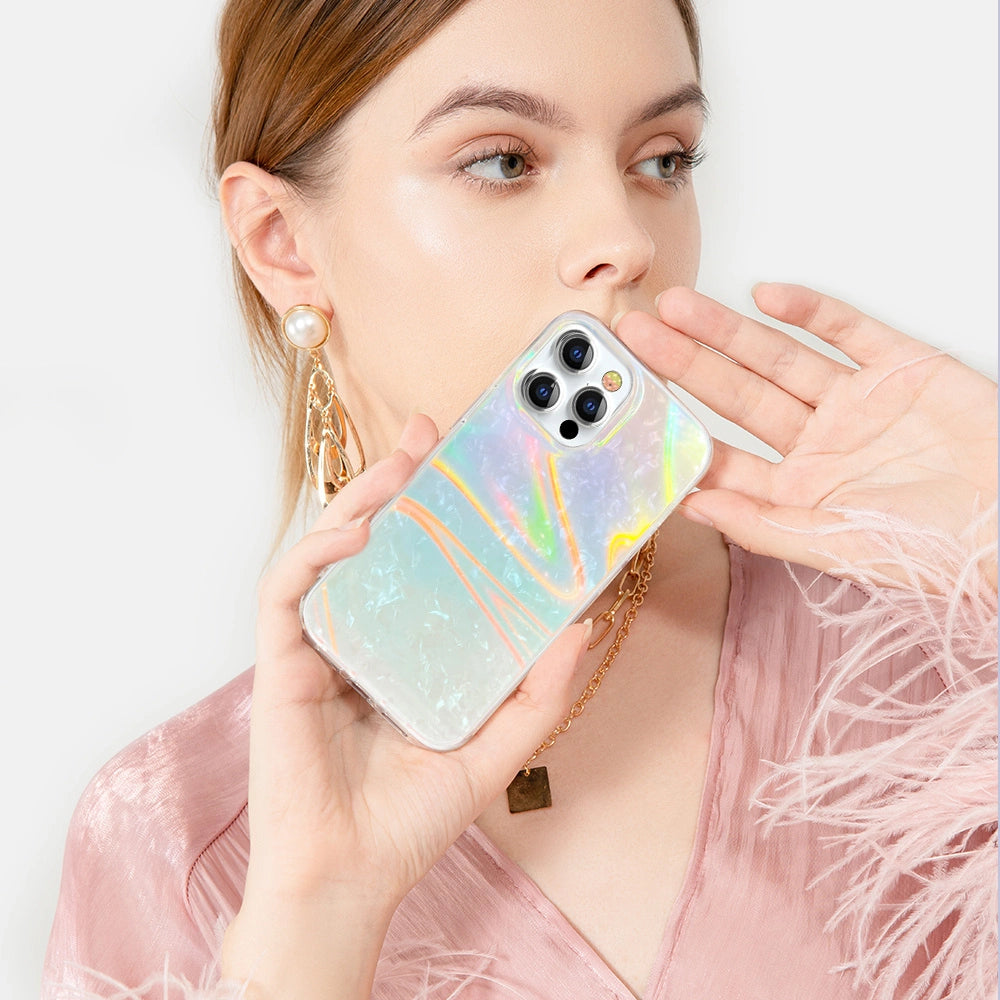 Kingxbar Shell Series luksuriøst elegant telefonfoder til iPhone 13 Pro perleblå