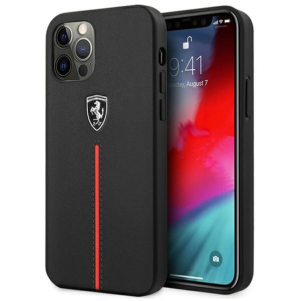Ferrari FEOMSHCP12LBK iPhone 12 Pro Max sort/sort hardcase Off Track læder nylon stribe