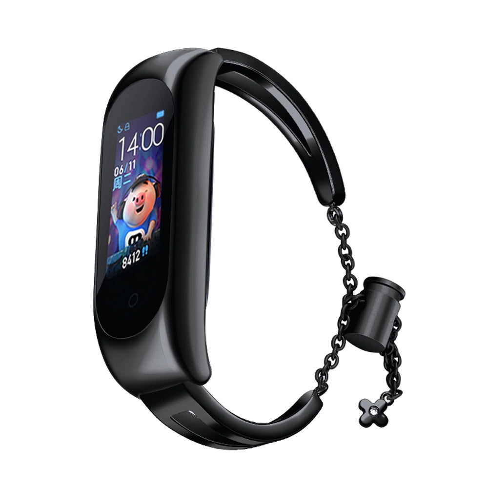 Metal armbånd til Xiaomi Mi Band 3 / 4 / 5 / 6 band rem - sort
