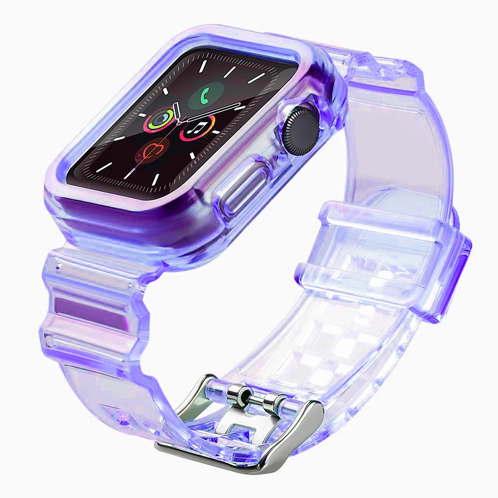Silicone Band Strap Armbånd Case Strap Light Set til Apple Watch 44mm - Purple