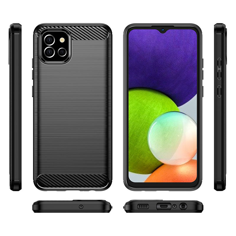 Carbon Case Fleksibel dækning Case til Samsung A03S EU (166.5) sort