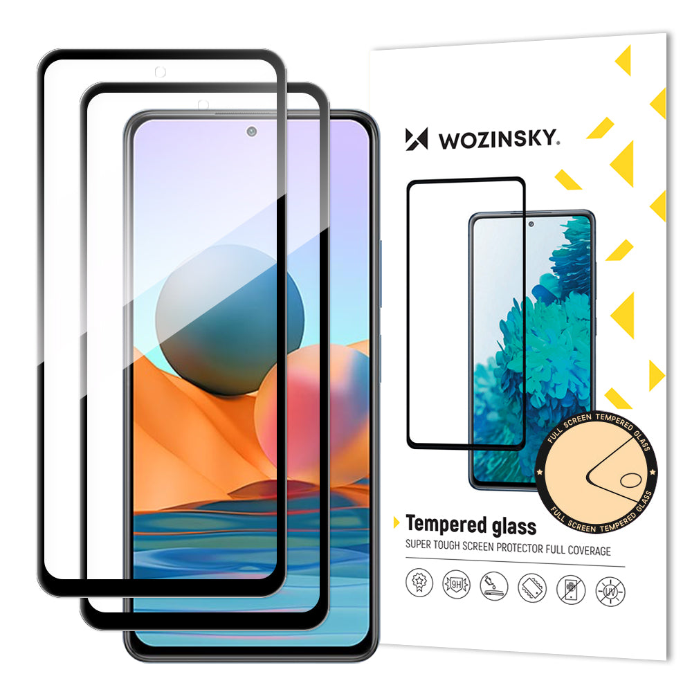 Wozinsky Full Glue Glass til Xiaomi Redmi Note 12 Pro+ / Note 12 Pro / Note 12 5G / Note 12 / Note 10 Pro - sort (2 st.)