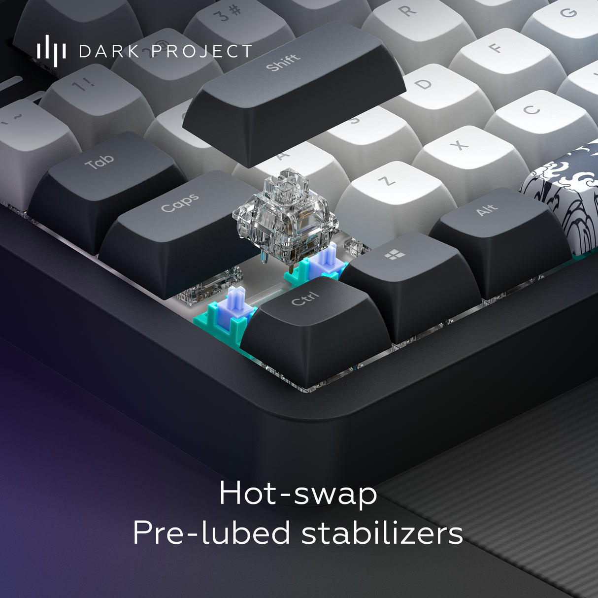 Dark Project Tamsus projektas ALU87B Bushido, G3MS Moonstone Switch, JAV tastatur Hjemme/kontor QWERTY Engelsk