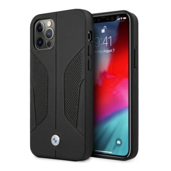 Etui BMW BMHCP12LRSCSK iPhone 12 Pro Max 6,7" sort/sort hårdkasse læder perforeret sider