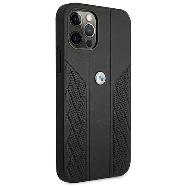 Etui BMW BMHCP12LRSPPK iPhone 12 Pro Max 6,7" sort/sort hårdkasse læder Curve perforeret