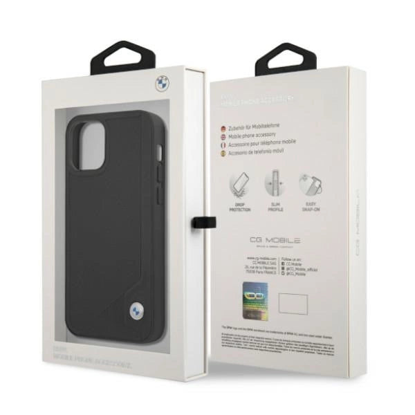 Etui BMW BMHCP12MRCDPK iPhone 12/12 Pro 6,1" sort/sort hardcase læder Deboss