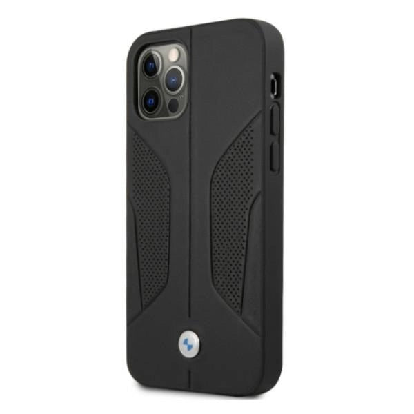 Etui BMW BMHCP12MRSCSK iPhone 12/12 Pro 6,1" sort/sort hårdkasse læder perforeret sider
