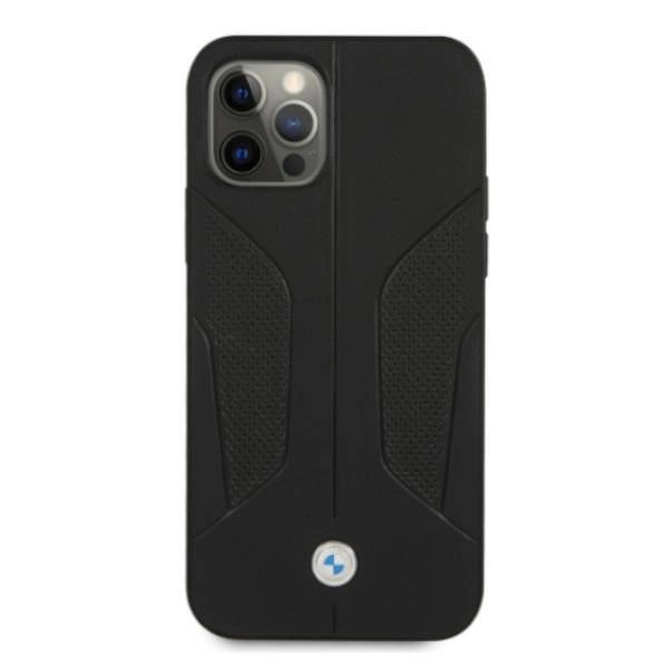 Etui BMW BMHCP12MRSCSK iPhone 12/12 Pro 6,1" sort/sort hårdkasse læder perforeret sider