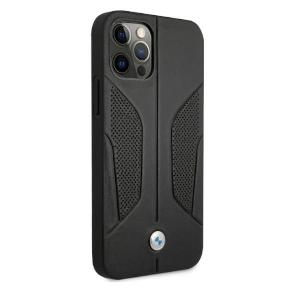 Etui BMW BMHCP12MRSCSK iPhone 12/12 Pro 6,1" sort/sort hårdkasse læder perforeret sider