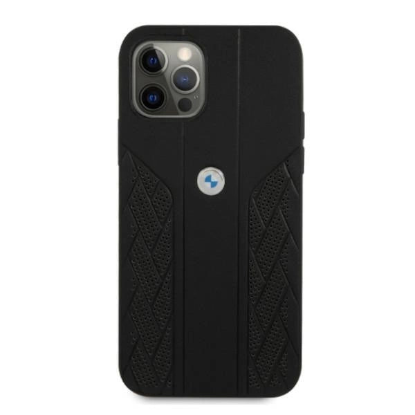 Etui BMW BMHCP12MRSPPK iPhone 12/12 Pro 6,1" sort/sort hårdkasse læder Curve Perforeret