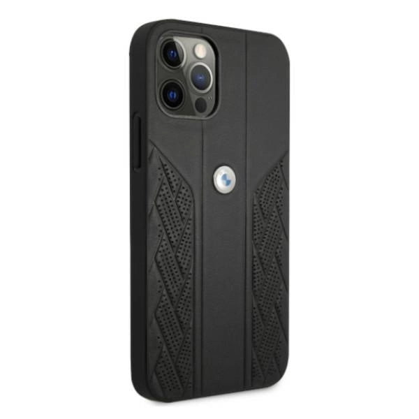Etui BMW BMHCP12MRSPPK iPhone 12/12 Pro 6,1" sort/sort hårdkasse læder Curve Perforeret