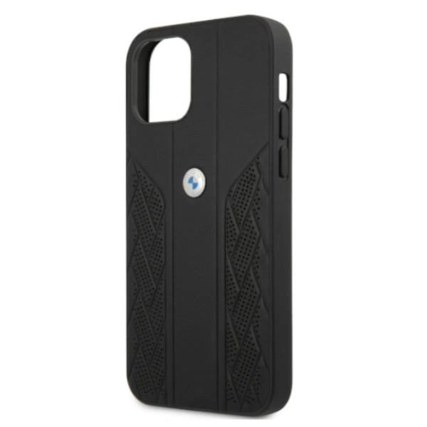 Etui BMW BMHCP12MRSPPK iPhone 12/12 Pro 6,1" sort/sort hårdkasse læder Curve Perforeret