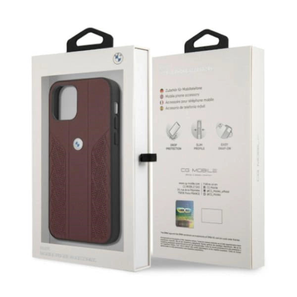Etui BMW BMHCP12MRSPPR iPhone 12/12 Pro 6,1" rød/rød hårdkasse Læder Curve Perforat