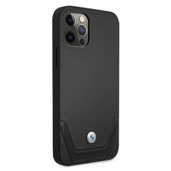 Etui BMW BMHCP12MRSWPK iPhone 12/12 Pro 6,1" sort/sort hårdkasse Læder Perforeret