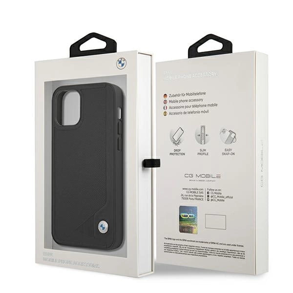 Etui BMW BMHCP12SRCDPK iPhone 12 mini 5,4 "sort/sort hårdkasse læder Deboss
