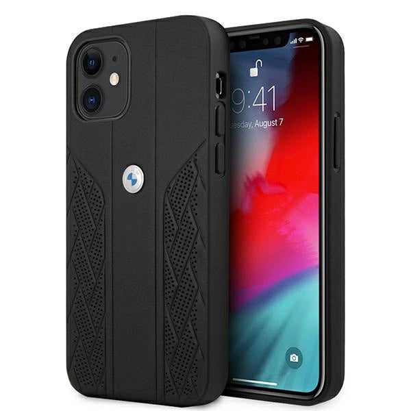 Etui BMW BMHCP12SRSPPK iPhone 12 mini 5,4 "sort/sort hårdkasse læder Curve perforeret