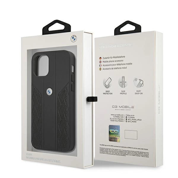 Etui BMW BMHCP12SRSPPK iPhone 12 mini 5,4 "sort/sort hårdkasse læder Curve perforeret