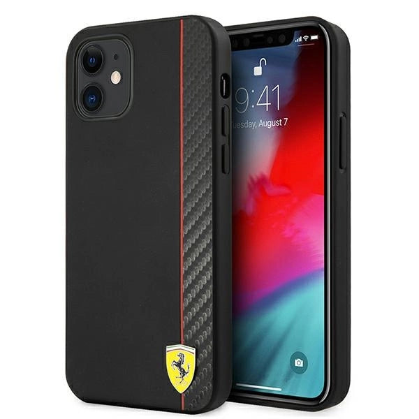 Ferrari FESAXHCP12SBK iPhone 12 mini 5.4" sort/sort hardcase On Track Carbon Stripe
