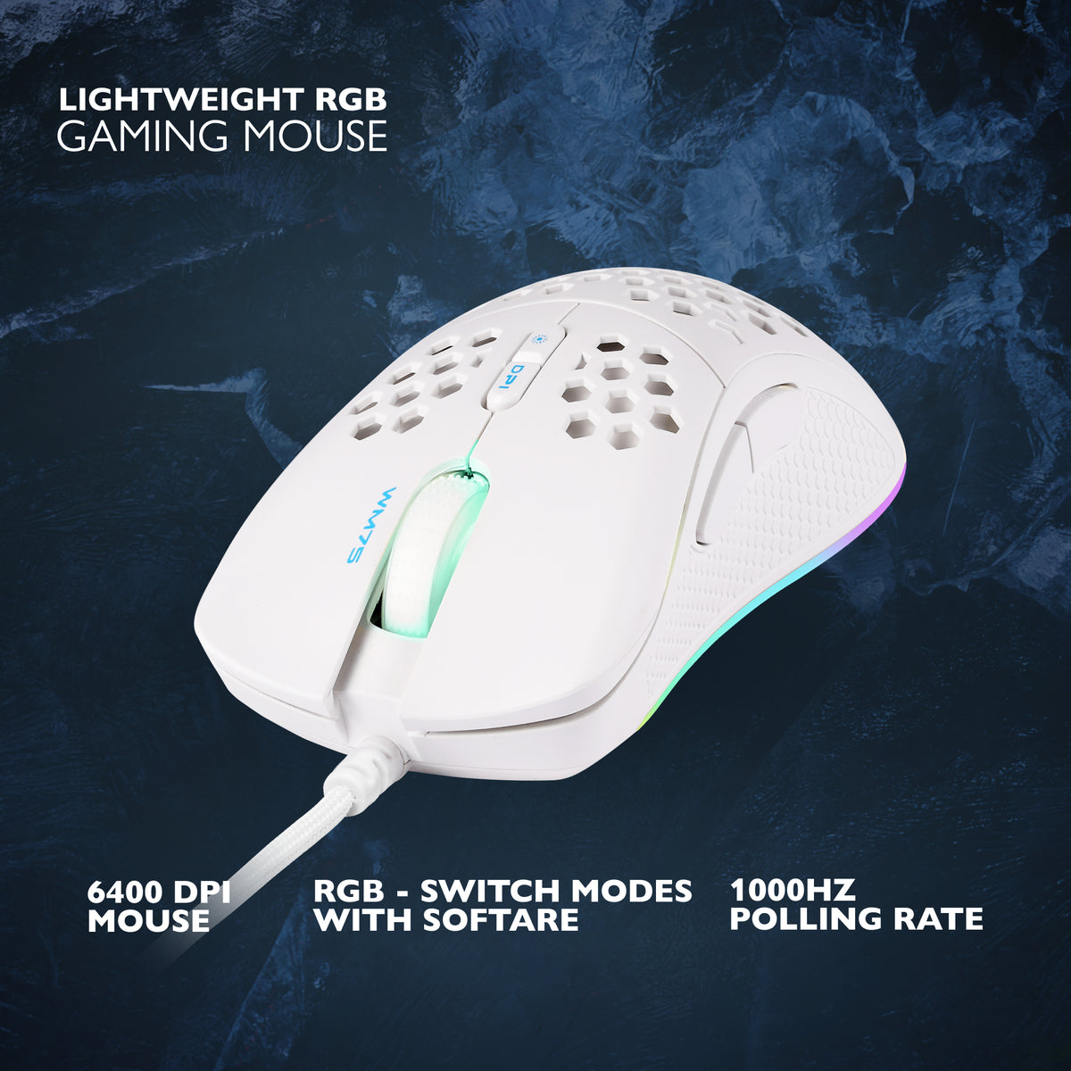 Deltaco Gaming WM75 lightweight mouse, white