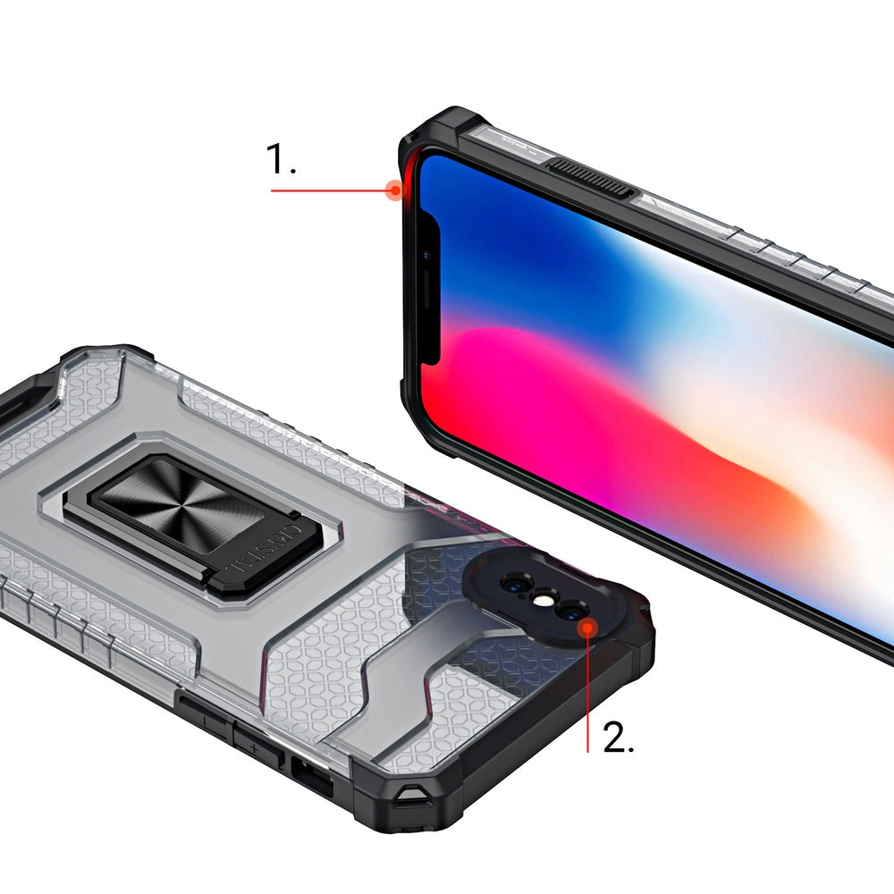 Crystal Ring Case Kickstand Tough Rugged Cover til iPhone XS Max rød