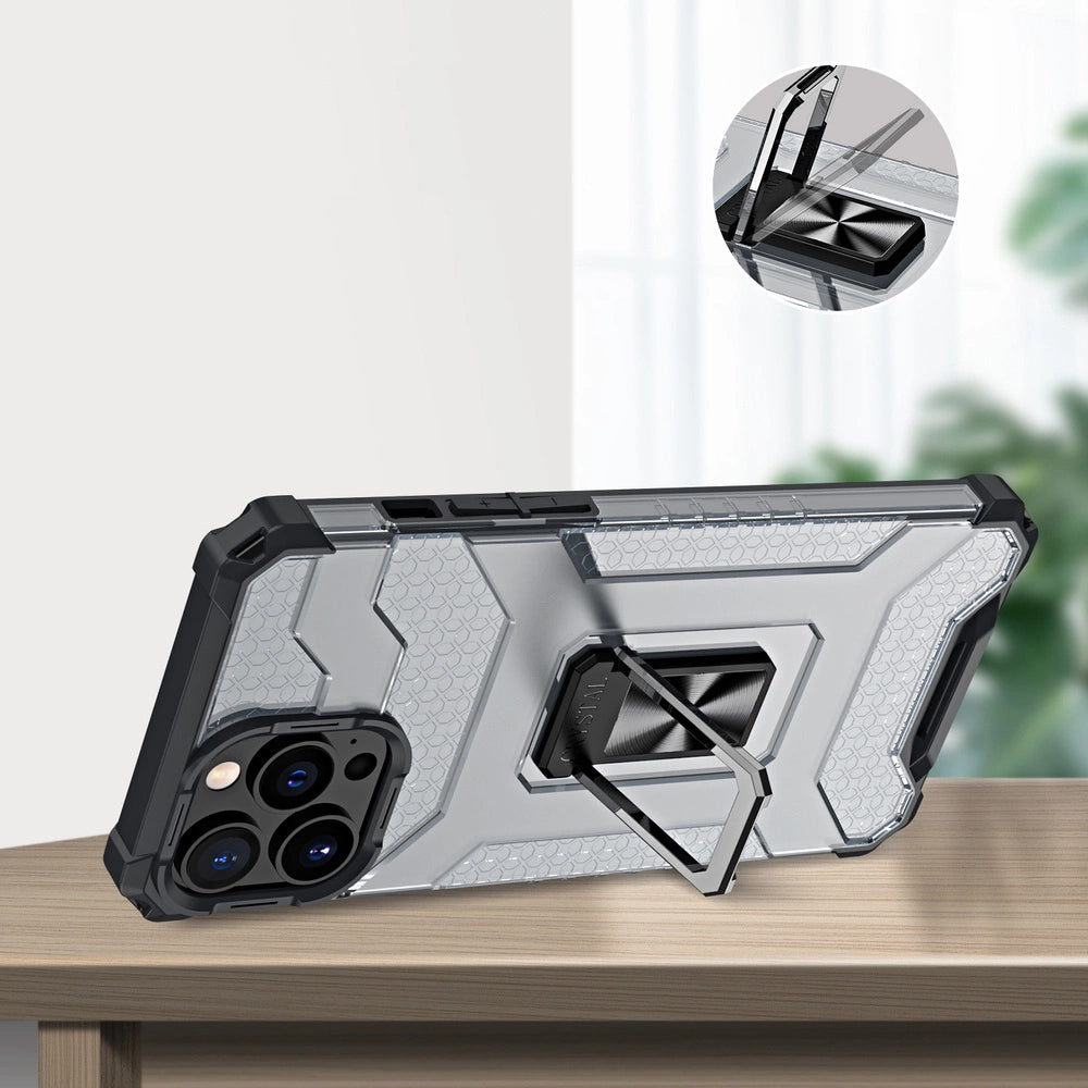 Crystal Ring Case Kickstand Tough Rugged Cover til iPhone 12 Pro Max rød