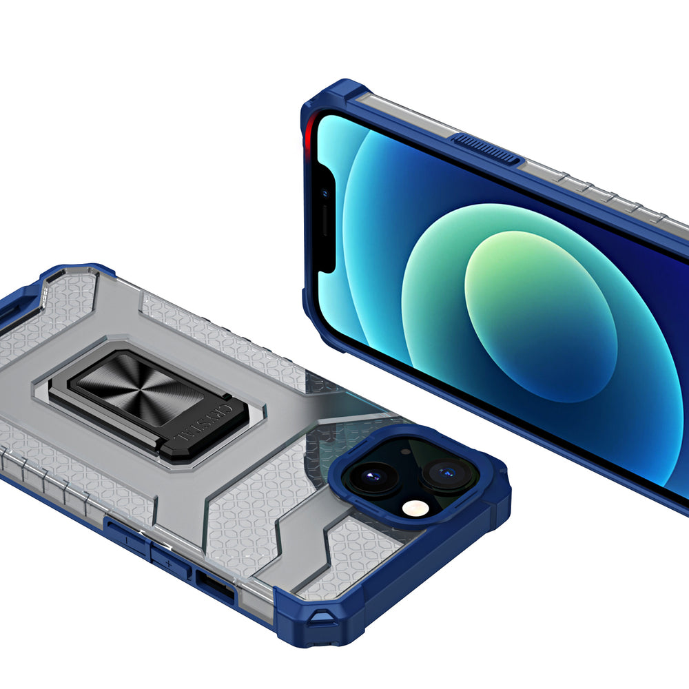 Crystal Ring Case Kickstand Tough Rugged Cover til iPhone 13 mini blå