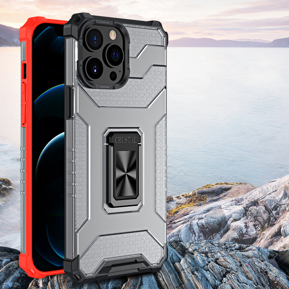Crystal Ring Case Kickstand Tough Rugged Cover til iPhone 13 Pro blå
