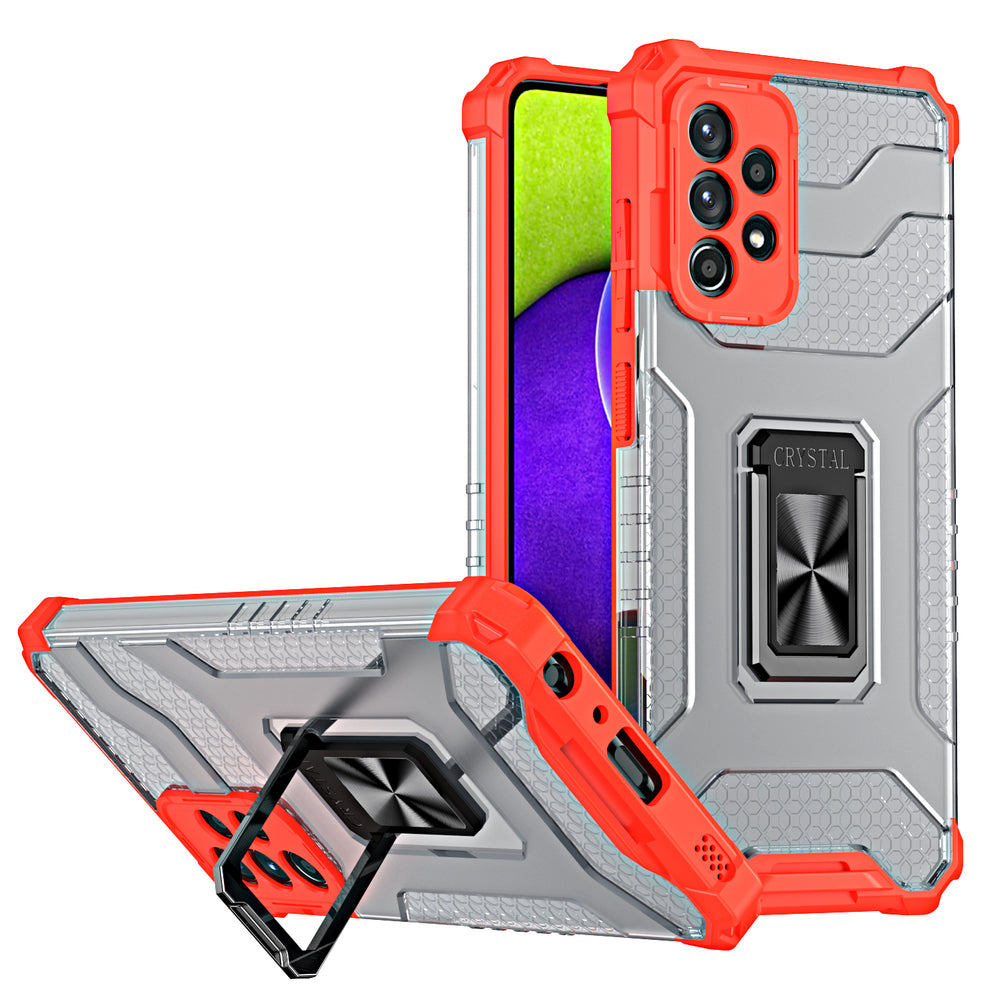 Crystal Ring Case Kickstand Tough Rugged Cover til Samsung Galaxy A72 4G rød