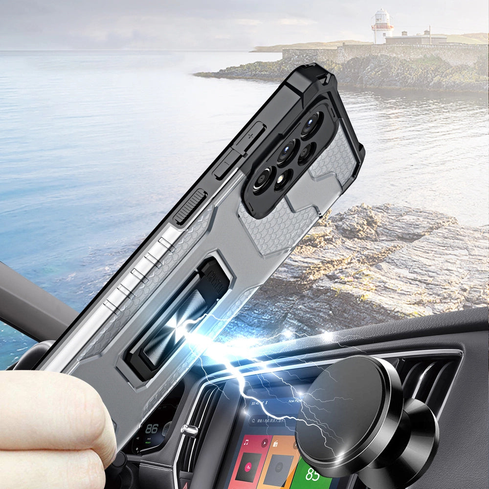 Crystal Ring Case Kickstand Tough Rugged Cover til Samsung Galaxy A72 4G rød