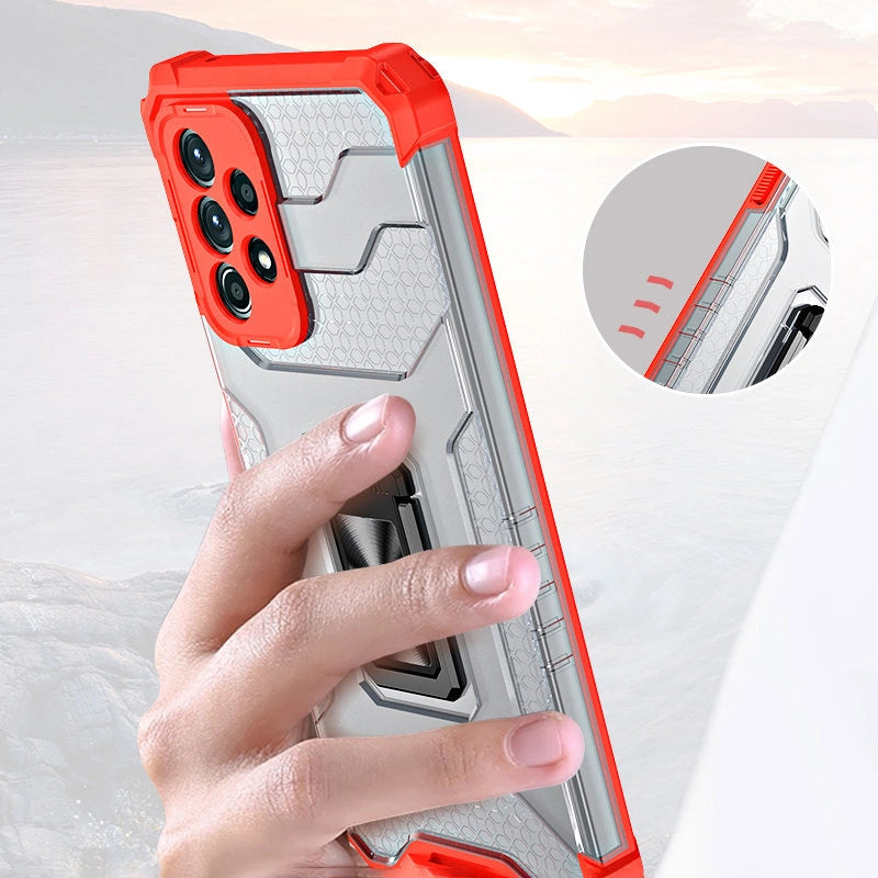 Crystal Ring Case Kickstand Tough Rugged Cover til Samsung Galaxy A72 4G rød