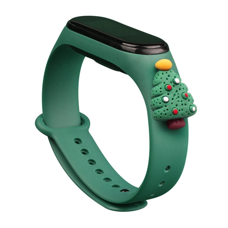 Strap Xmas til Xiaomi Mi Band 3 / 4 Jul Silicone Strap Armbånd med juletræ - mørkegrøn