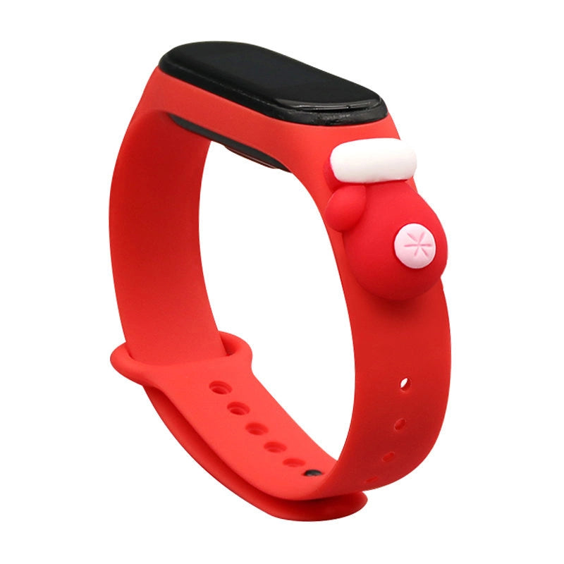 Strap Xmas til Xiaomi Mi Band 5 / 6 Jul Silicone Strap Armbånd med Handske - Rød
