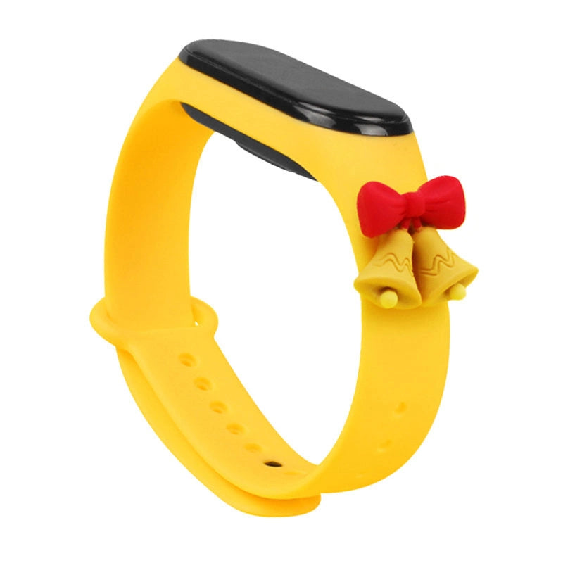 Strap Xmas til Xiaomi Mi Band 5 / 6 Jule Silicone Armbånd Strap med Bells - Yellow