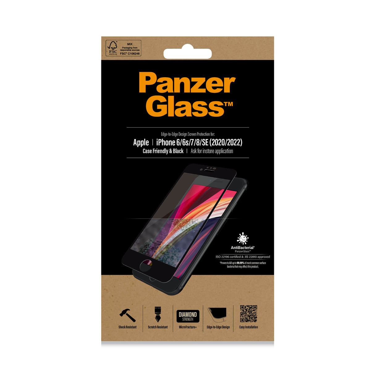 PanzerGlass ® Skærmbeskyttelse iPhone 8 | 7 | 6s | 6 | SE (2020/2022) | Edge-to-Edge