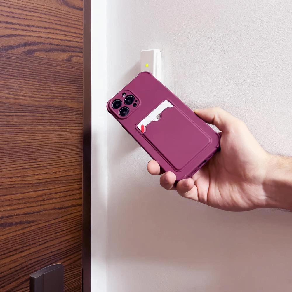 Card Armor Case Pouch Cover til iPhone 12 Pro Card Wallet Silicone Air Bag Armor Red