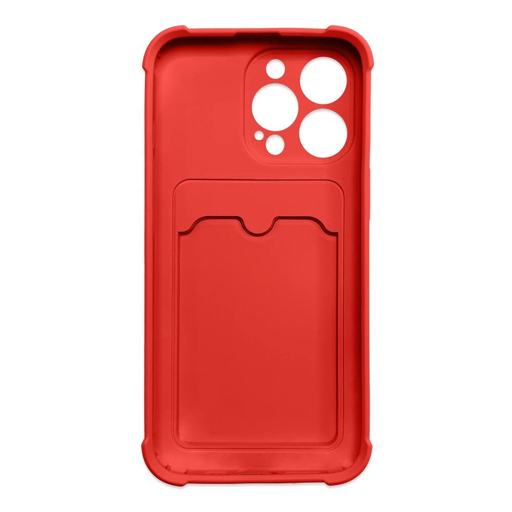 Card Armor Case Pouch Cover til iPhone 13 Pro Max Card Wallet Silicone Air Bag Armor Cover Red