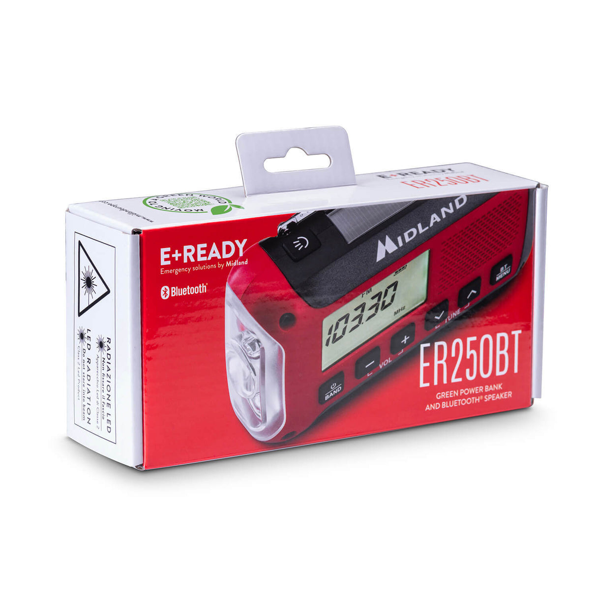 Midland Emergency Radio Power Bank Er250 Bt Red Black